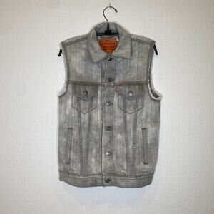 Levi’s Gray Denim Jean Vest Sz Sm Button Closure Cotton Classic Contemporary